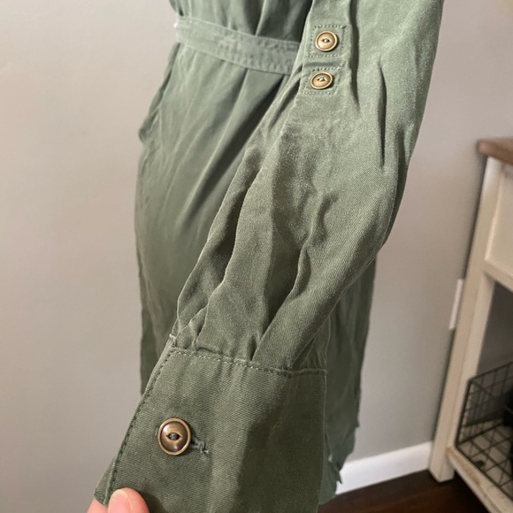 Banana Republic Army Green Button Down Dress 2P - Picture 13 of 16